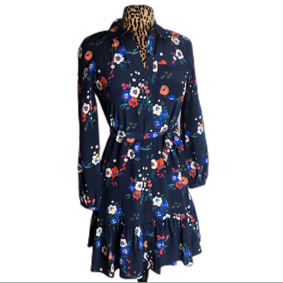 Tory Burch Floral Gabrielle Tie Neck Silk Dress - Picture 4 of 8